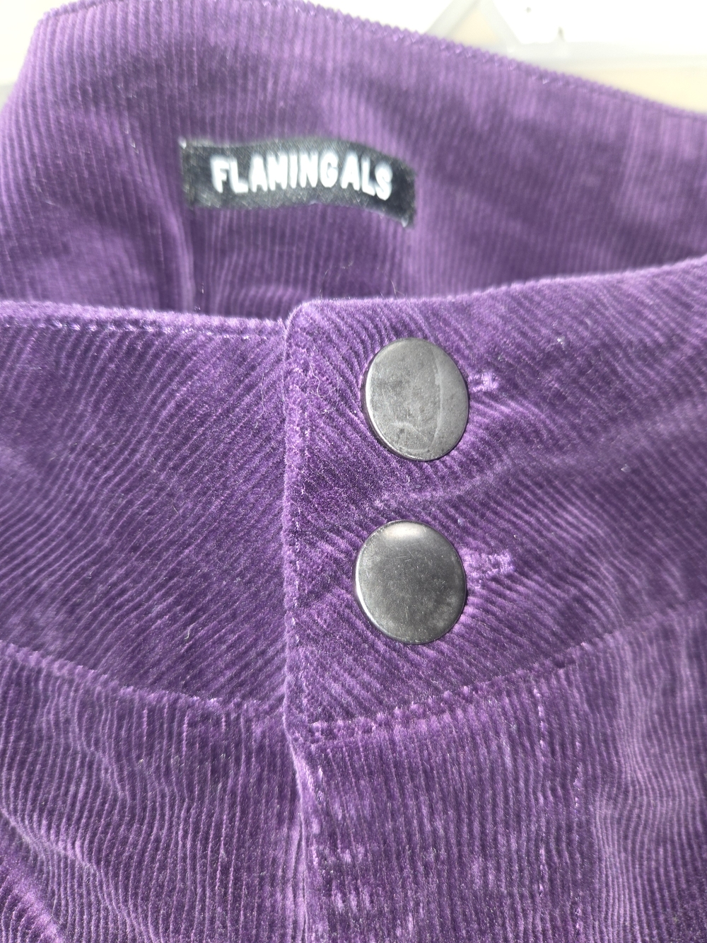 Women's Purple Velvet Corduroy Pants - Picture 2 of 3